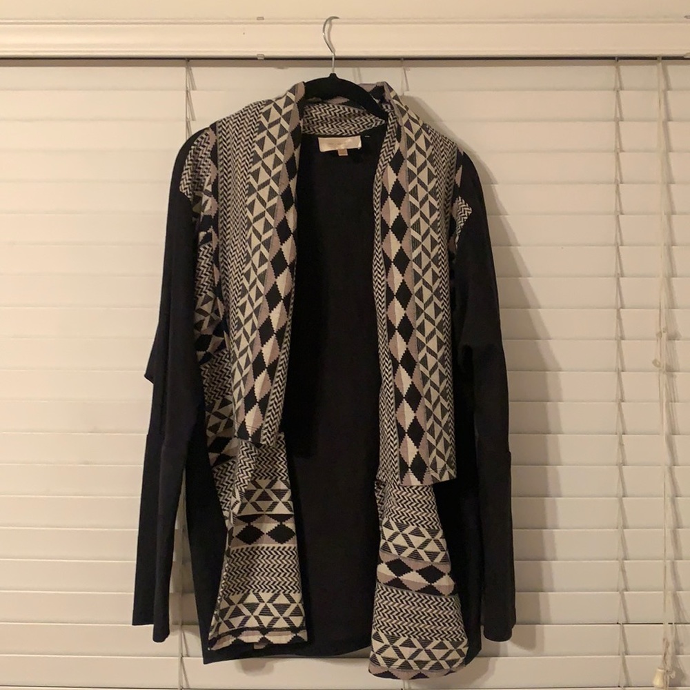 Black w/print suede sweater/jacket.